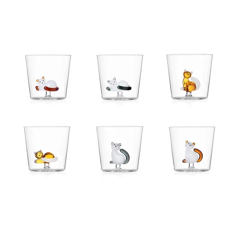 30 cl - Ichendorf Tabby Cat Bicchiere Acqua Gatti in Vetro Borosilicato - Set 6 Pezzi Spedito Oggi