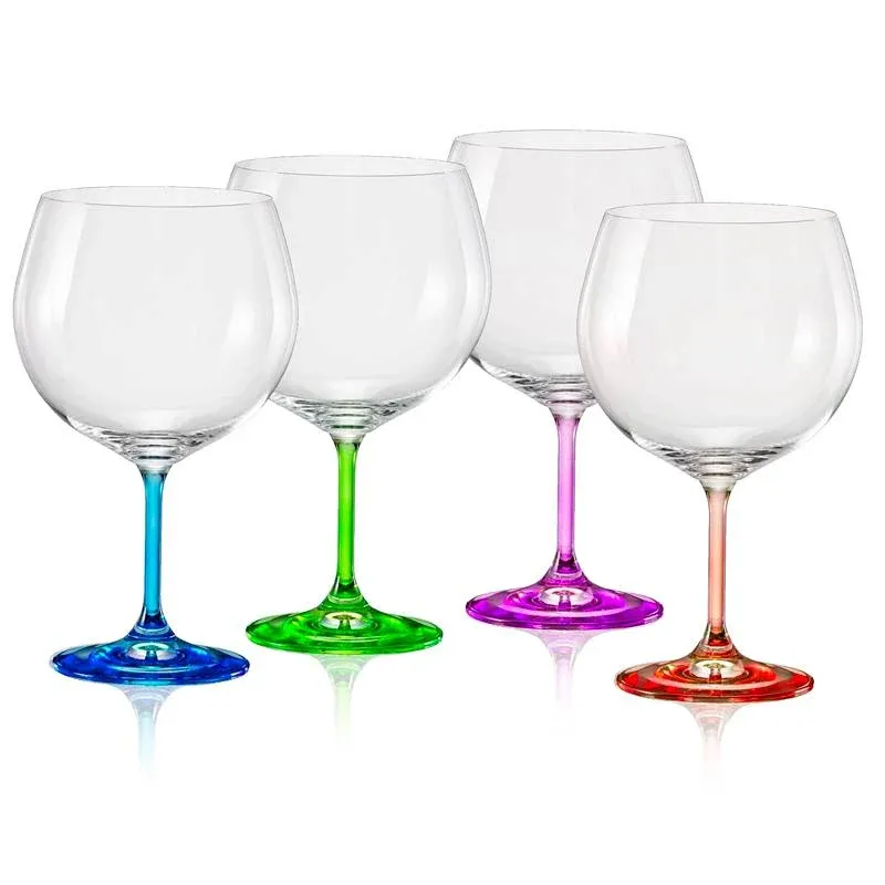 Subito Disponibile 82 cl - Crystalex Bohemia Rainbow Calice Gin Tonic in Vetro - Set 4 Pezzi