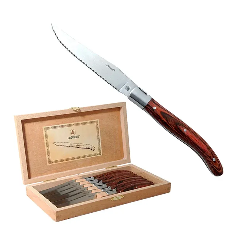 Laguiole Coltello Bistecca In Acciaio Inox - Pakkawood - Set 6 Pz Prezzo Scontato