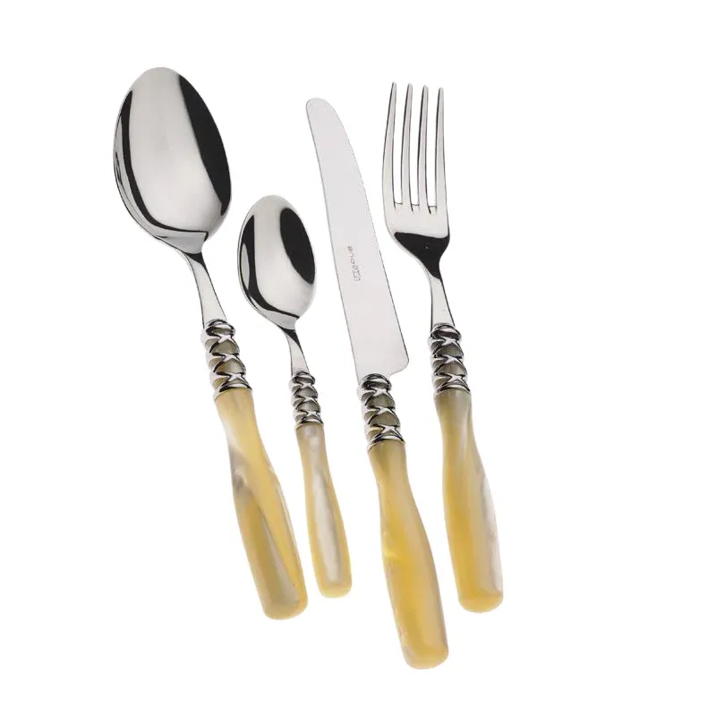 Reso Gratuito Bugatti Arianna Servizio Posate Ghiera Cromata Acciaio Inox - Set 24 Pz