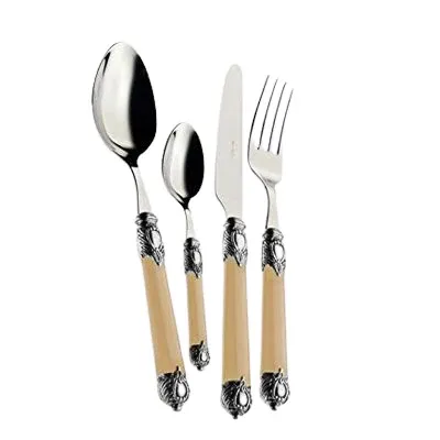 Bugatti Rinascimento Servizio Posate Ghiera Argentata Acciaio Inox e ABS - Set 24 Pz Promozione