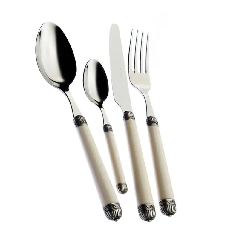 Offerta Speciale Bugatti Dorico Servizio Posate Ghiera Argentata Acciaio Inox e ABS - Set 24 Pz