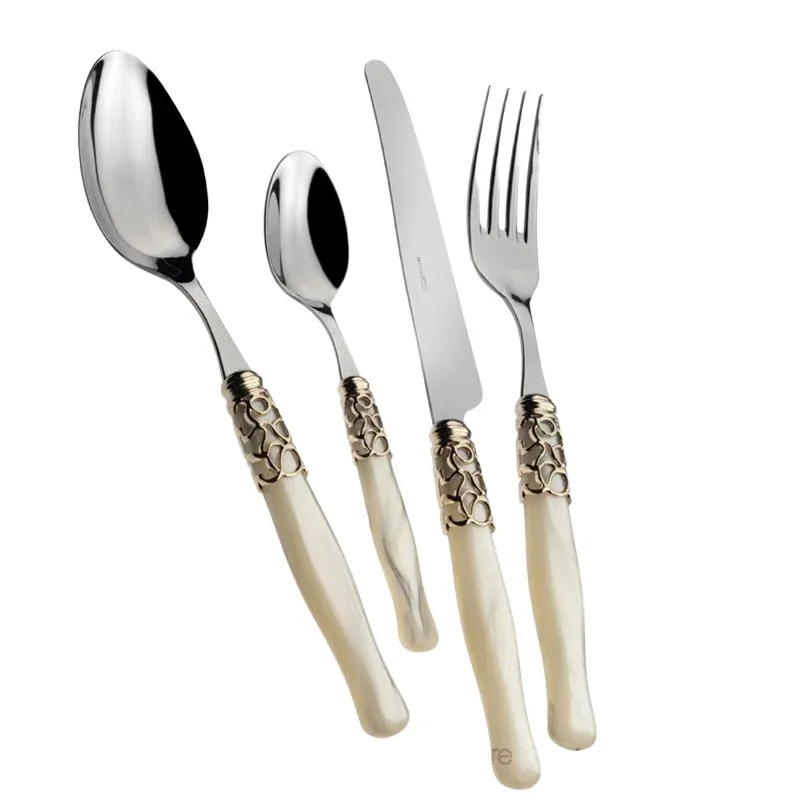 Bugatti Selene Servizio Posate Ghiera Dorata Acciaio Inox - Set 24 Pz Consegna Rapida