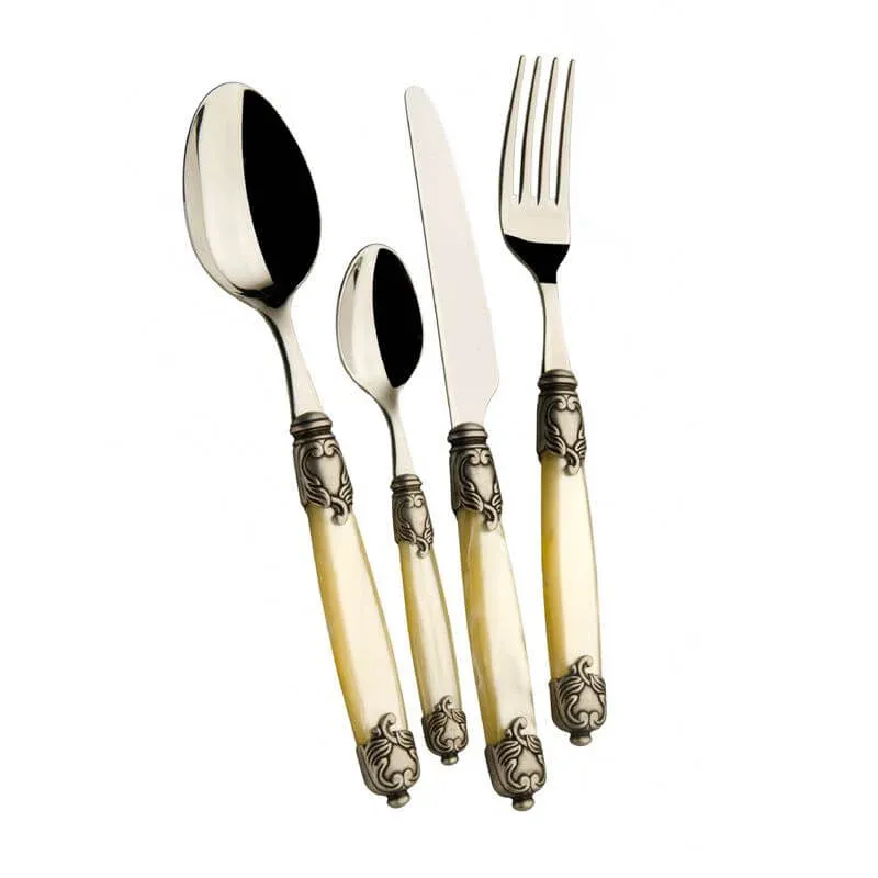 Prezzo Conveniente Bugatti Rococò Servizio Posate Ghiera Argentata Acciaio Inox - Set 24 Pz