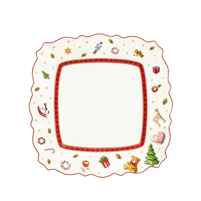 Miglior Prezzo 22x22 cm - Villeroy & Boch Toy‘s Delight Piatto Colazione Quadrato In Porcellana Decoro Natalizio