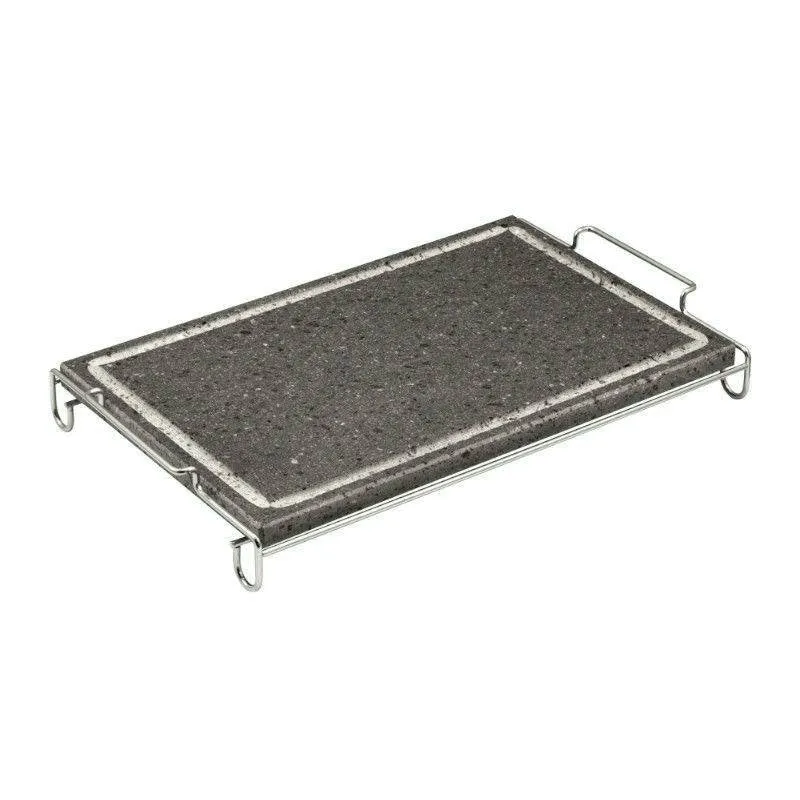Ordina Subito 25x40 cm - Ilsa Invito Maxi Pietra Lavica Rettangolare Con Supporto In Acciaio Inox