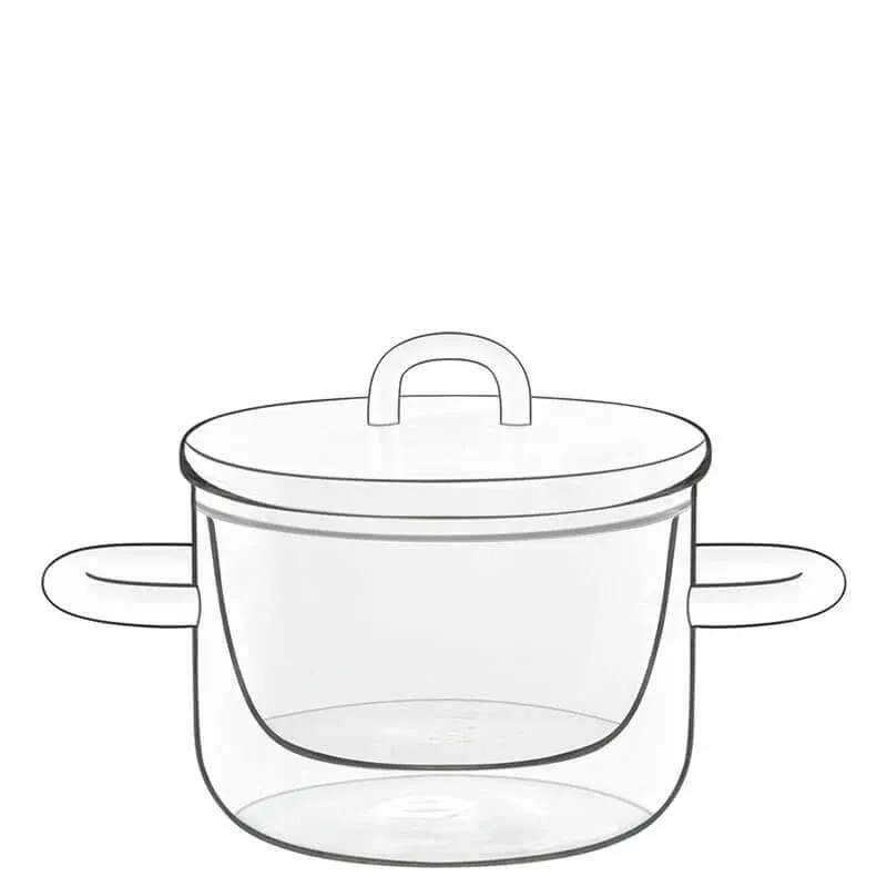 25 cl - Bormioli Luigi Themic Glass Pentolino Con Coperchio In Vetro Termico - Set 2 Pz Nuova Collezione