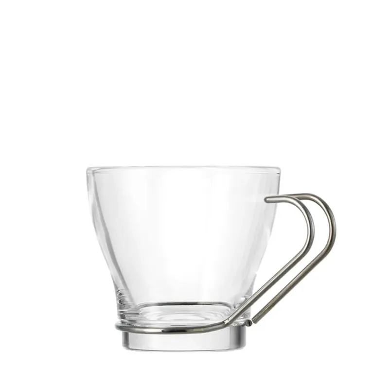 11 cl - Borgonovo Debora Tazzina Caffè In Vetro Con Manico In Acciaio - Set 6 Pz Compra Online