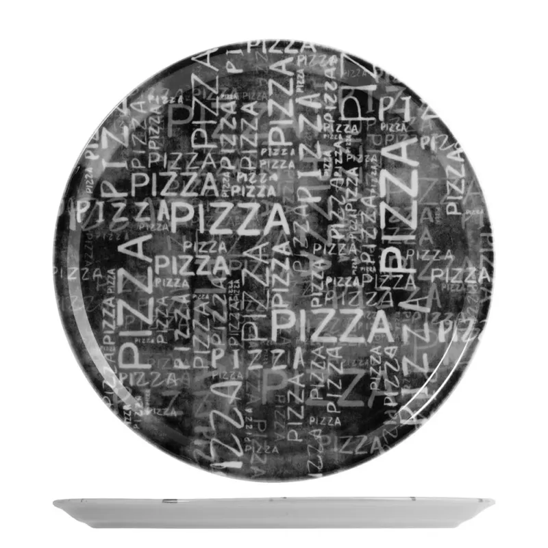 33 cm - Saturnia Pizzaitalic Black & White Piatto Pizza In Porcellana Set 6 Pz Compra Oggi Stesso