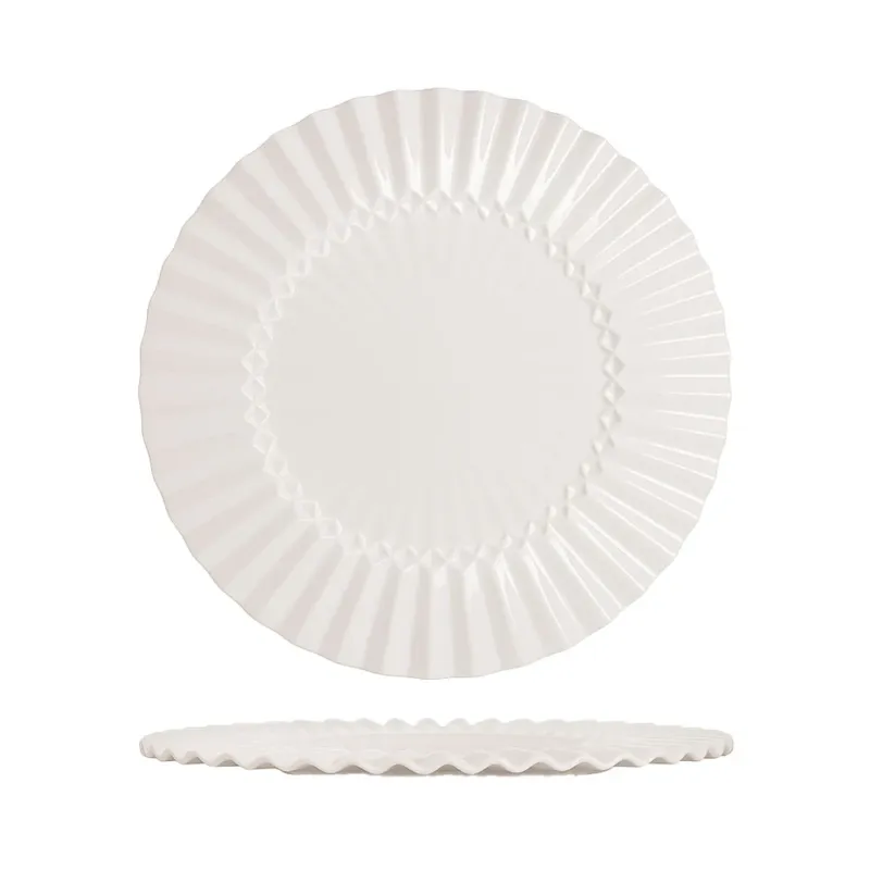 33.2 cm - Essentia Magnesium Stripes Piatto Presentazione In Porcellana Set 2 Pz Prezzo Scontato