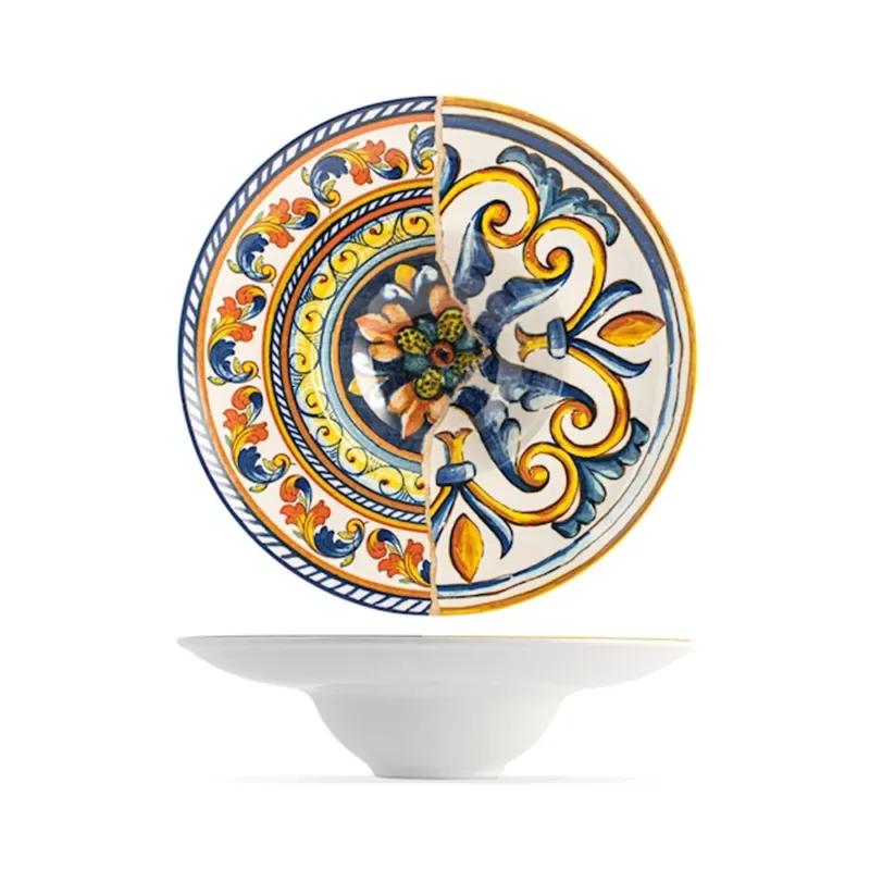 H&H Positano Piatto Fondo Pastabowl In Stoneware Set 6 Pz Consegna Rapida