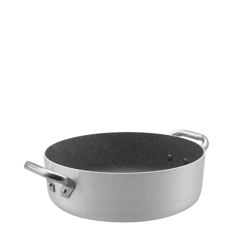 Pagamento Sicuro Agnelli SharkSkin Casseruola Bassa In Alluminio Antiaderente Con 2 Maniglie Acciaio Inox