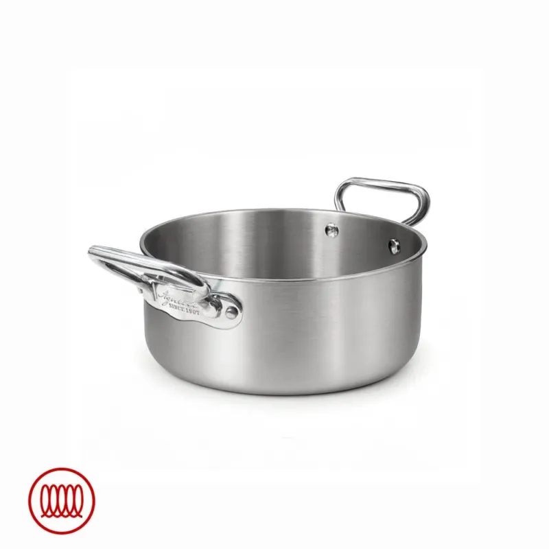 Agnelli Alu-Inox 3-ply Casseruola Bassa Induzione Con Due Maniglie In AluInox Consegna Rapida