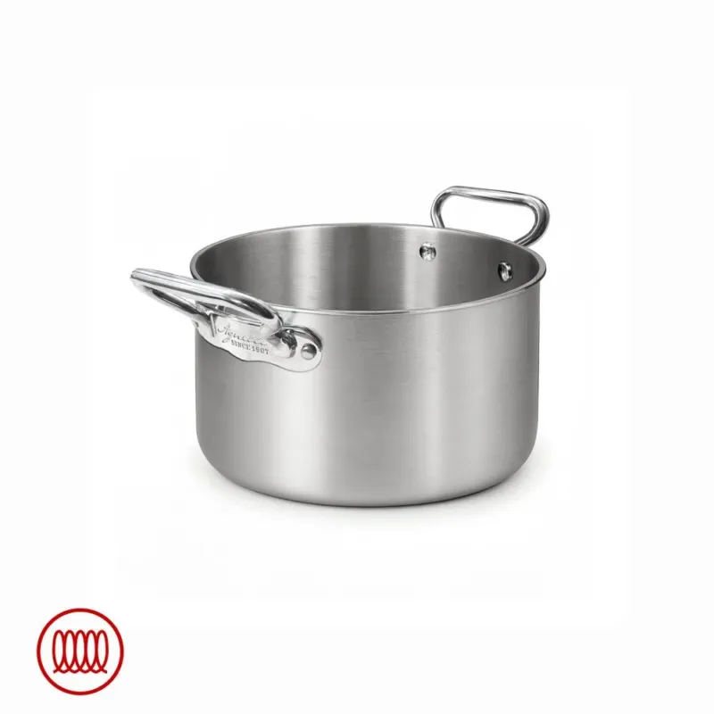 Agnelli Alu-Inox 3-ply Casseruola Alta Induzione Con Due Maniglie In AluInox Non Perdere