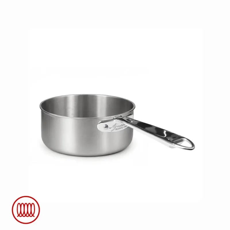 Subito Disponibile Agnelli Alu-Inox 3-ply Casseruola Bassa Induzione Con Manico Tubolare In AluInox