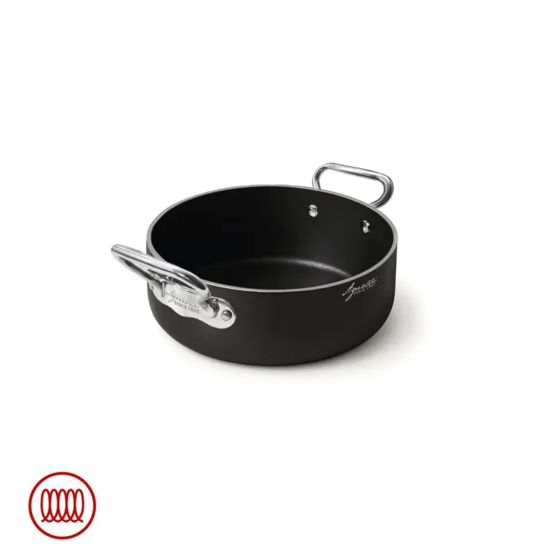 Agnelli AlBlack 1907 Casseruola Bassa Induzione In Alluminio Antiaderente 5mm Con 2 Maniglie Inox Affare