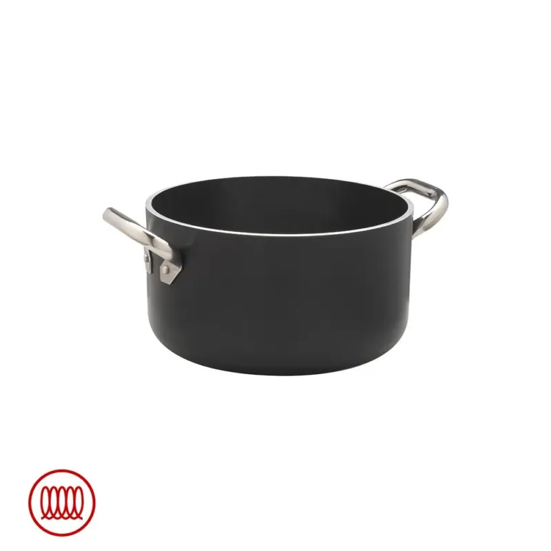 Agnelli AlBlack Casseruola Alta Induzione In Alluminio Antiaderente 5mm Con 2 Maniglie Inox Quantità Limitata