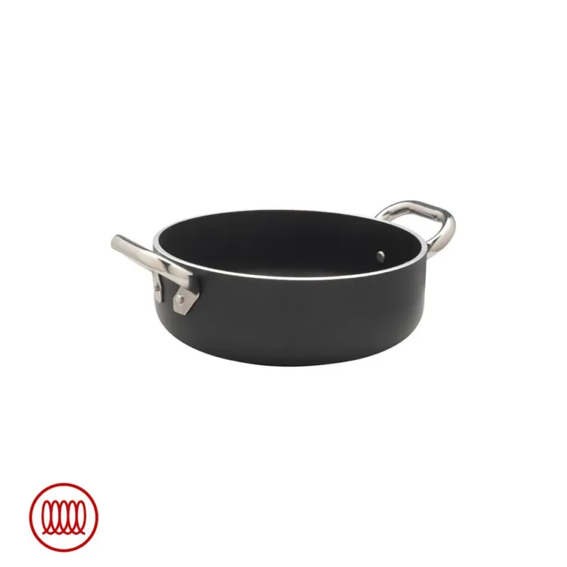 Agnelli AlBlack Casseruola Bassa Induzione In Alluminio Antiaderente 5mm Con 2 Maniglie Inox A Buon Prezzo