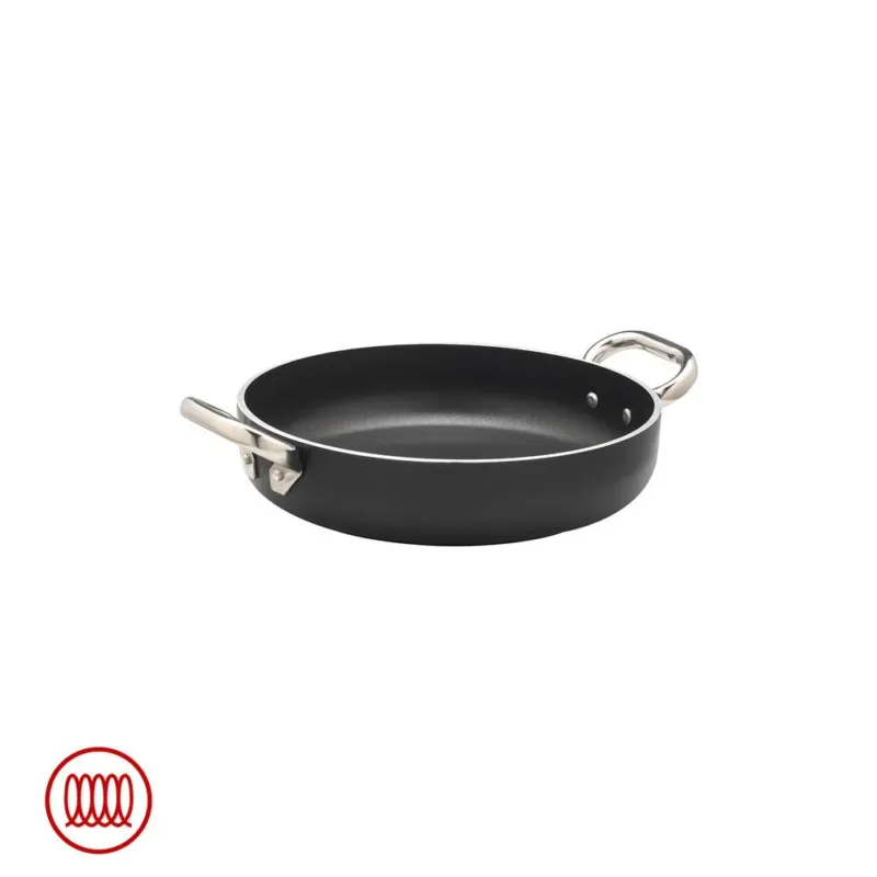 Economico Agnelli AlBlack Tegame Basso Induzione In Alluminio Antiaderente 5mm Con 2 Maniglie Inox