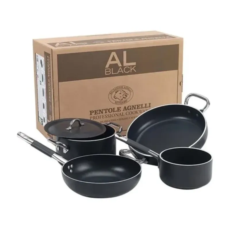 Offerta Lampo Agnelli AlBlack Padella Alta Svasata Induzione In Alluminio Antiaderente 5mm Con Manico Cool Inox