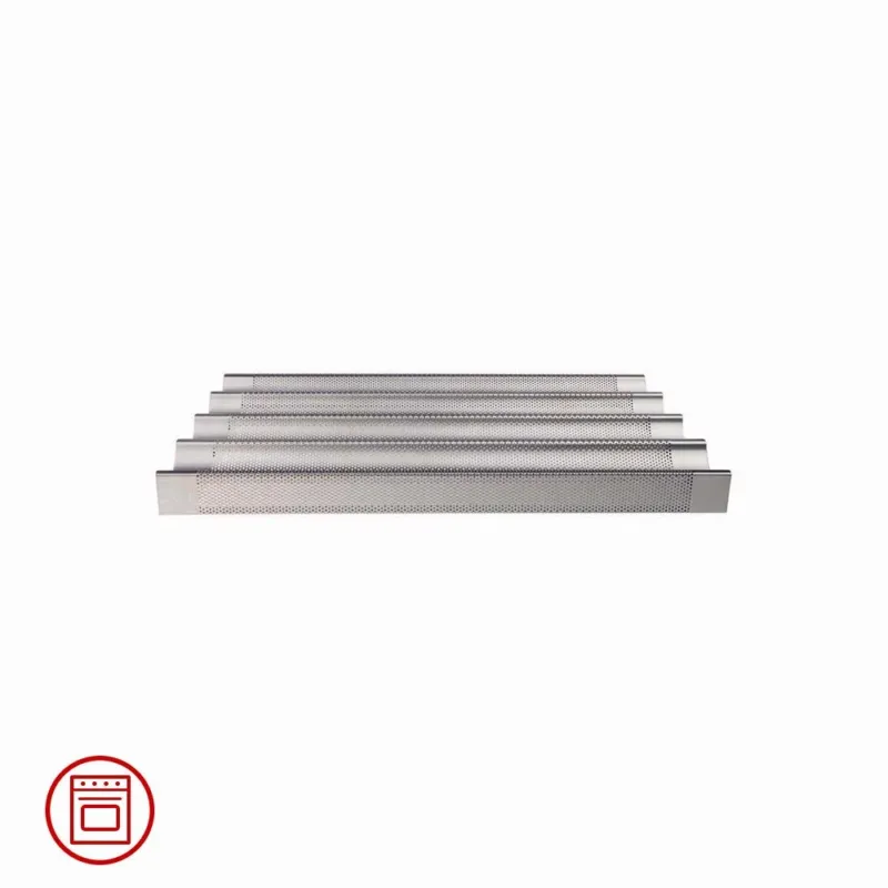 60x40 cm - Agnelli Pasticceria & Pizza Teglia Per Baguette Ondulata Microforata In Alluminio Di Tendenza