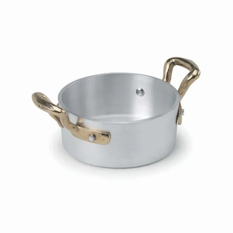10 cm - Agnelli 1932 Servizio In Tavola Casseruolina Bassa Monoporzione In Alluminio Con Manici In Ottone Occasione Imperdibile