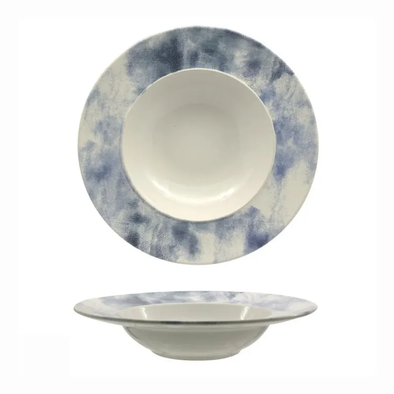 17 cm - Mesa Ceramics Estoril Piatto Fondo Pasta Bowl Decorato In Gres porcellanato Set 4 Pz Promozione Esclusiva