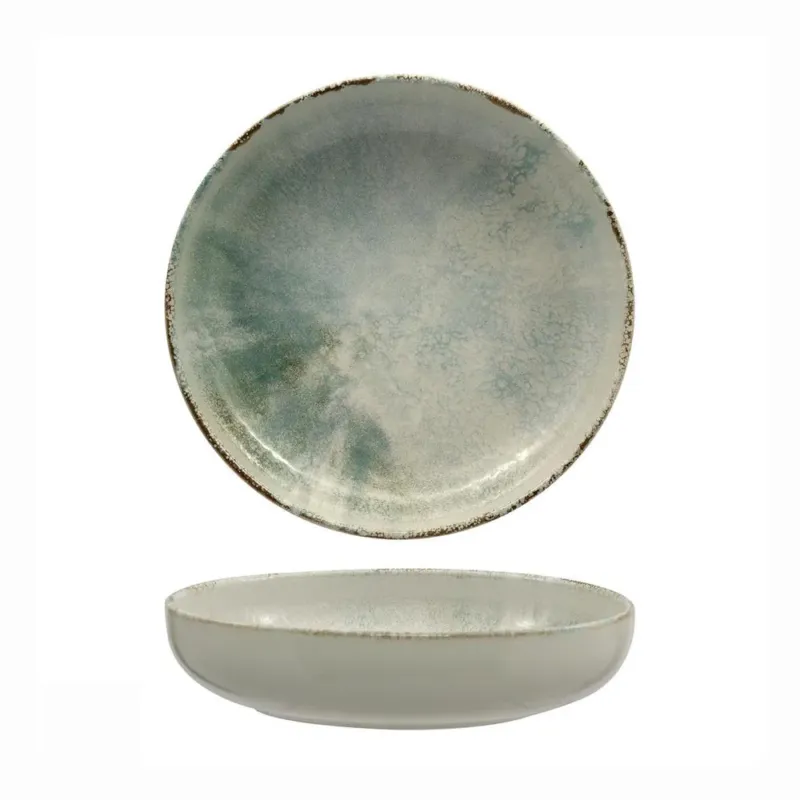 22 cm - Mesa Ceramics Matcha Piatto Fondo Coupe Decorato In Gres porcellanato Set 6 Pz Pagamento Sicuro