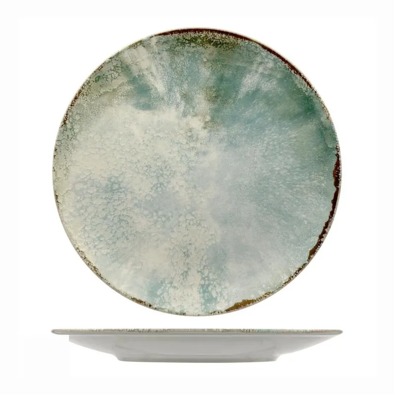 32 cm - Mesa Ceramics Matcha Piatto Piano Coupe Decorato In Gres porcellanato Set 4 Pz Occasione