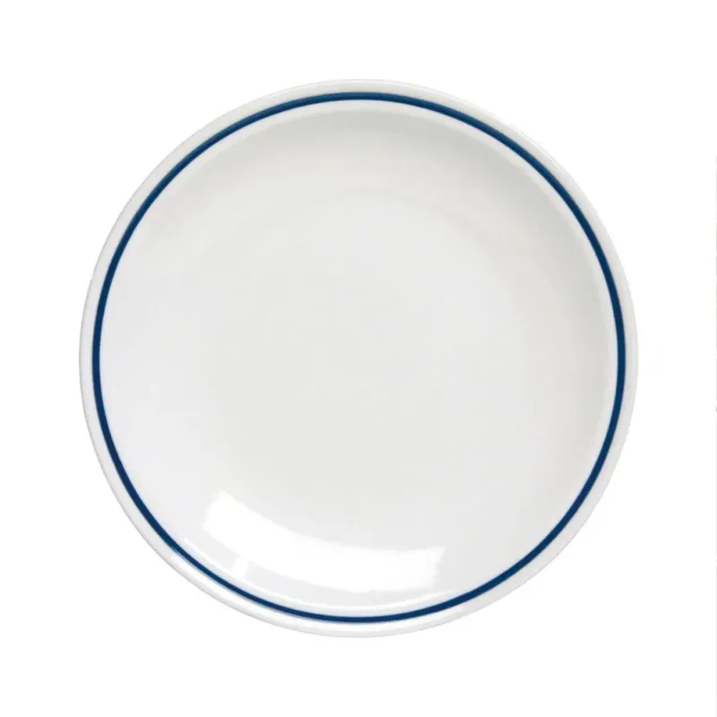 25 cm - Tognana AZ Piatto Piano In Porcellana Bianca con filo blu Set 12 Pz Occasione Imperdibile