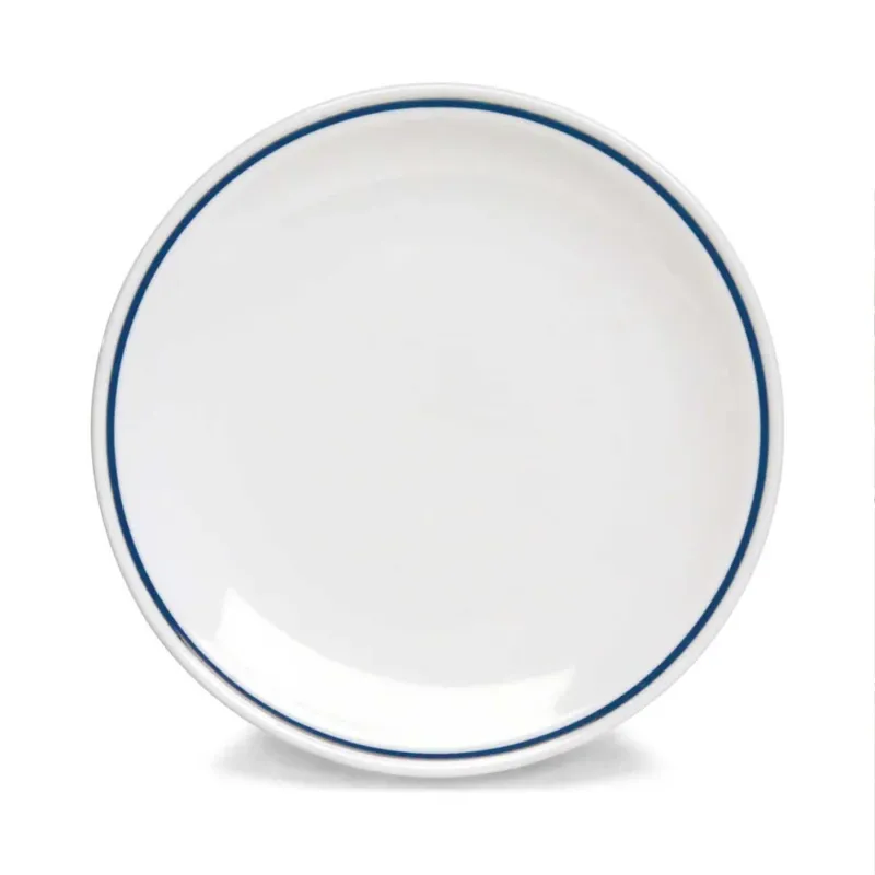 28 cm - Tognana AZ Piatto Piano Rotondo In Porcellana Bianca con filo blu Set 6 Pz Esclusivo