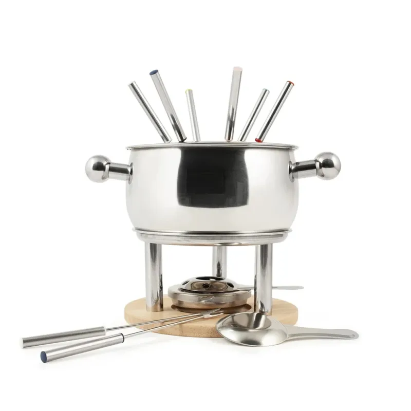 Prezzo Basso H&H Set Fonduta In Acciaio Inox 18/10 Set 11 Pz