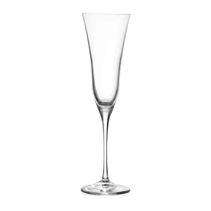 17 cl - RCR Cristalleria Italiana Sabina Calice Flute In Vetro Luxion Set 6 Pz Nuova Collezione