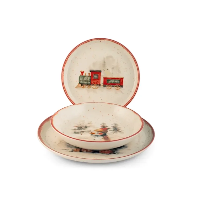 H&H Nordic Santa Express Servizio Piatti In Stoneware Set 18 Pz Solo Oggi