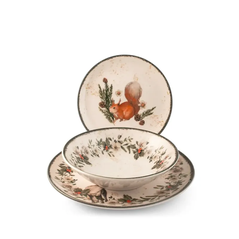 Ordina Subito H&H Coup Nordic Garland Servizio Piatti In Stoneware Set 18 Pz