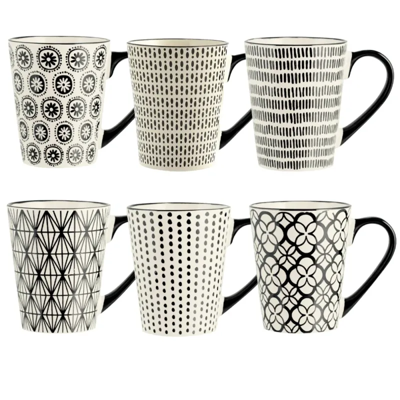 35 cl - H&H Vhera Tazza Mug Colori Assortiti In Stoneware Set 6 Pz Popolare