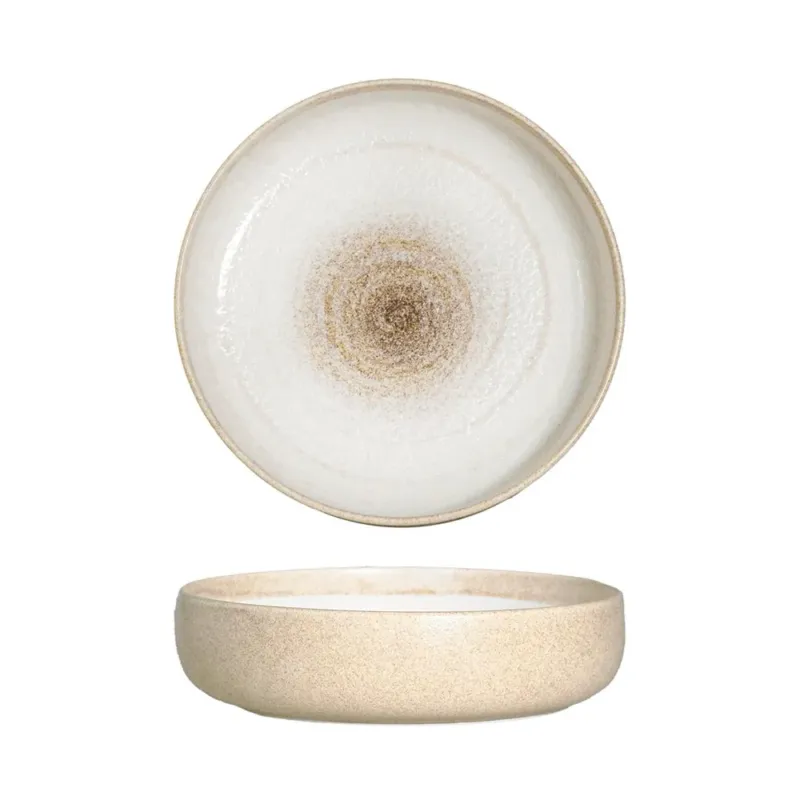 20 cm - Gemscape Sabbia Piatto Fondo Bordo Alto In Porcellana Set 3 Pz Reso Gratuito