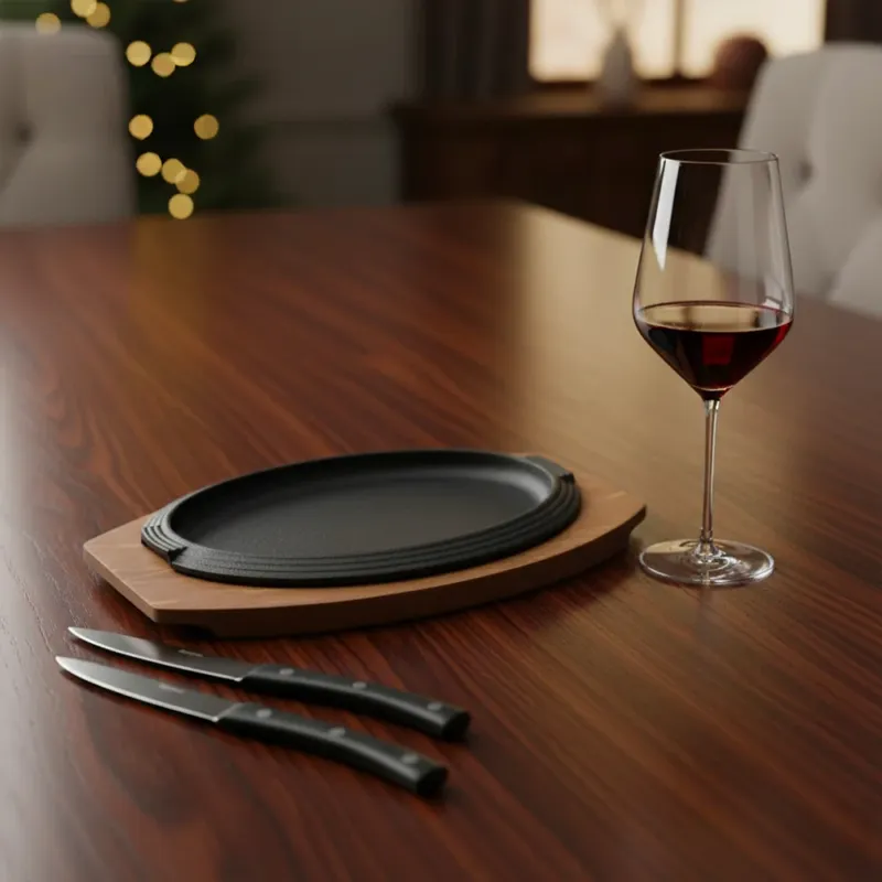 Set Coltello Angus + Piatto in Ghisa + Calice Vino Rosso Occasione
