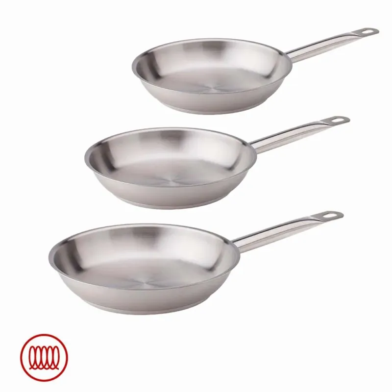 Prezzo Ridotto Agnelli Acciaio Inox Set Padelle Basse Induzione Con Manico Tubolare Set 3 Pz