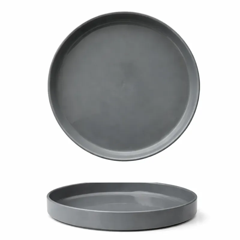 Ultimissimo Modello 28 cm - Scandia Piatto Piano Impilabile Bordo Alto In Porcellana New Bone China Set 3 Pz