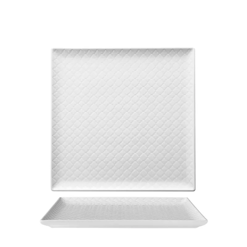 25.5X25.5 cm - Marrakesh Piatto Piano Quadrato Decorato In Porcellana Set 6 Pz Consegna Rapida