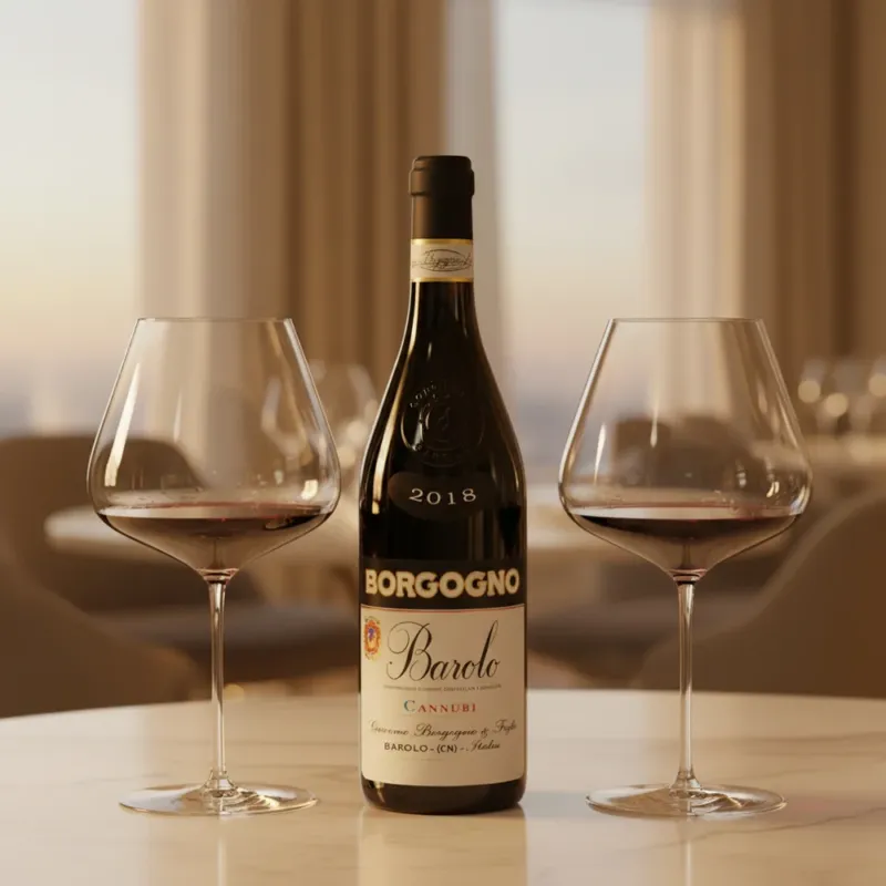 Prezzo Conveniente Cannubi Barolo DOCG 2018 Borgogno + 2 Calici Borgogna Denk’Art 96 cl