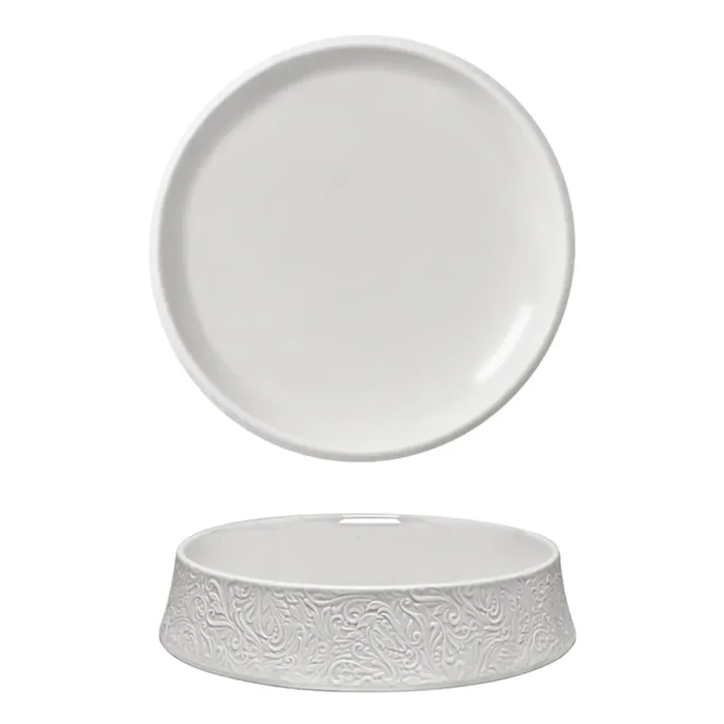 23.4 cm - Essentia Damasco Piatto Piano Gourmet Rialzato In Porcellana Set 2 Pz Non Perdere