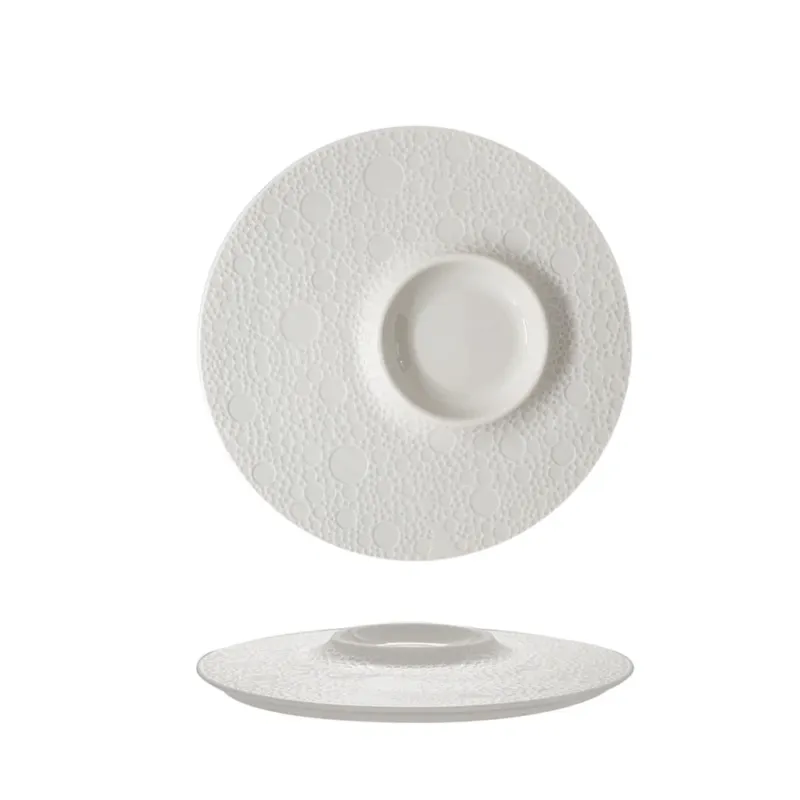 Prezzo Scontato 25.7 cm - Essentia Moon Piatto Presentazione Decorato In Porcellana Set 4 Pz