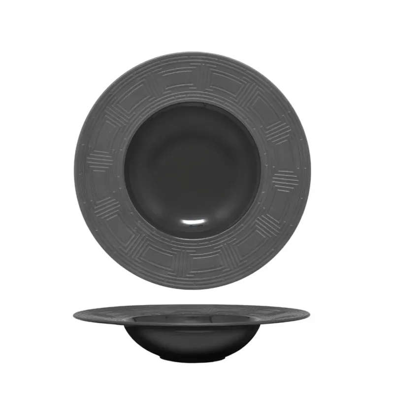 Subito Disponibile 31 cm - Essentia Labyrinth Piatto Fondo Gourmet In Porcellana Set 4 Pz