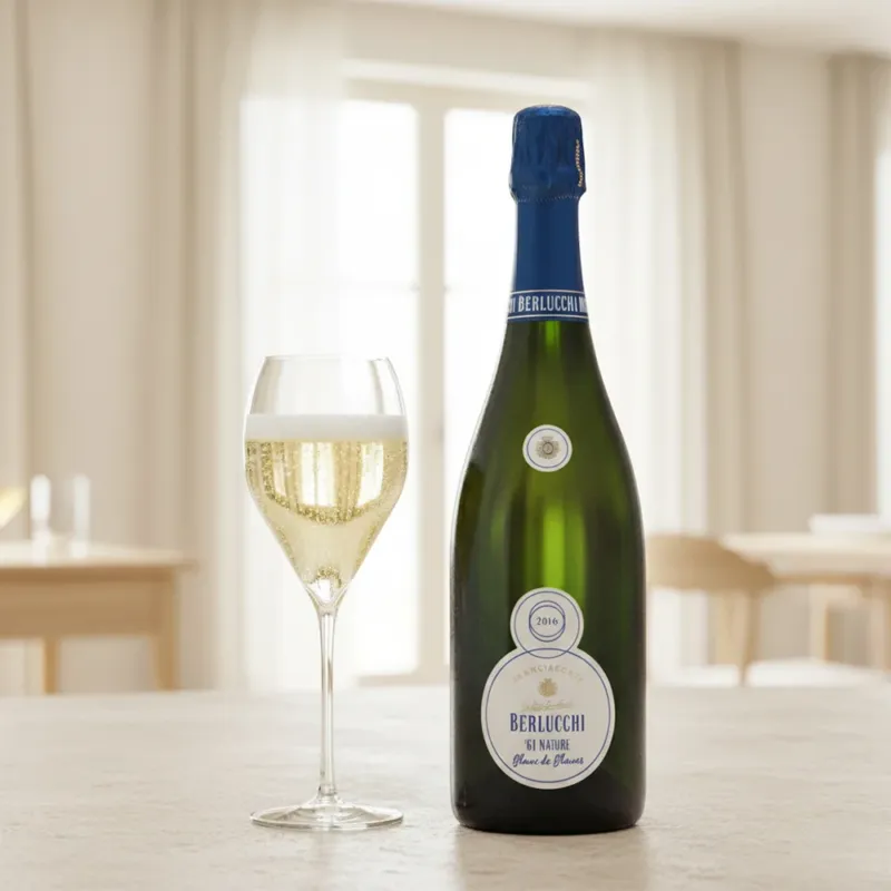 Scelto Dai Clienti 61 Nature Blanc de Blancs Franciacorta DOCG 2016 Cantine Berlucchi + 6 Calici Franciacorta Vino Bianco 42 cl