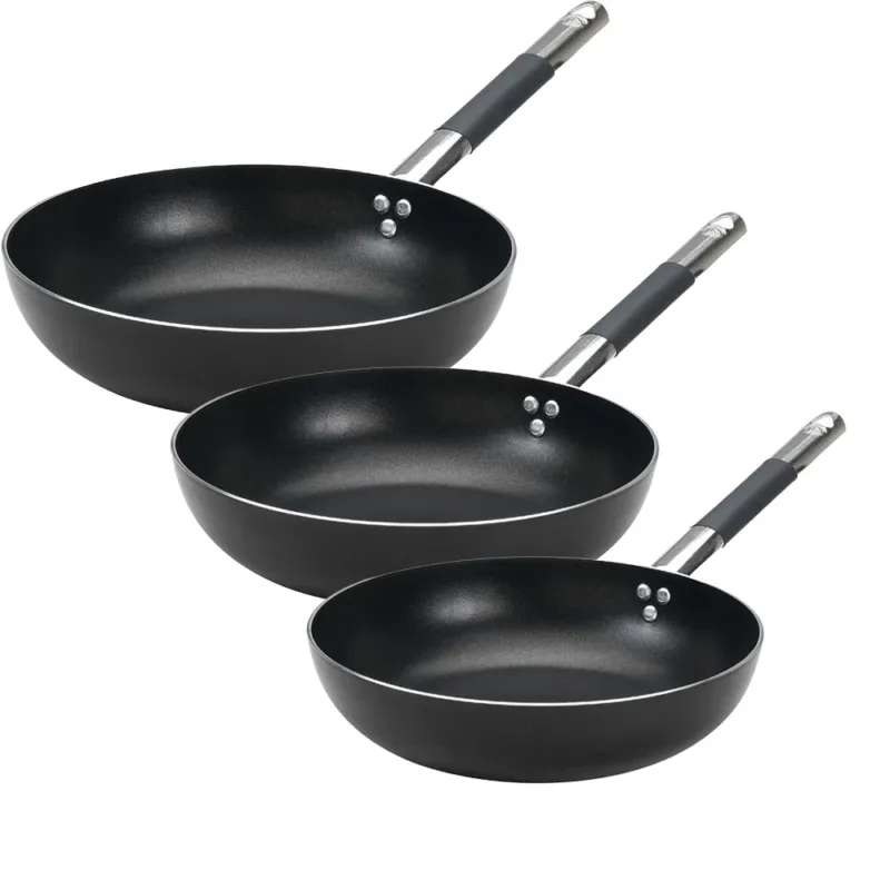 Prezzo Di Fabbrica Agnelli Alblack 3 mm Tris Padelle Alte Svasate Antiaderenti In Alluminio Con Manico Cool Inox - Set 3 Pz