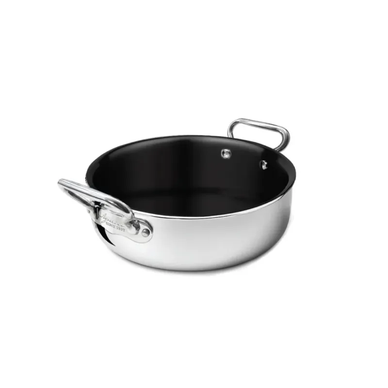 Agnelli Non-Stick Alu-Inox Tegame Basso Antiaderente In Alluminio Con Manici Inox Reso Gratuito
