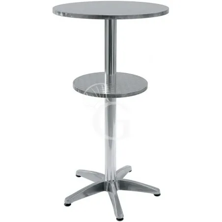 Occasione Tavolo rotondo altezza 1060 mm in alluminio e acciaio con piano inferiore diametro 600 mm