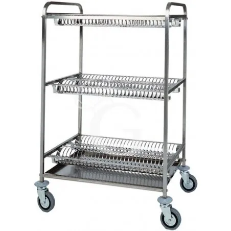 Carrello scolapiatti e bicchieri in inox con 1 piano scolabicchieri e 2 piani scolapiatti L 1100 mm x P 620 mm x H 1340 mm Prezzo Basso